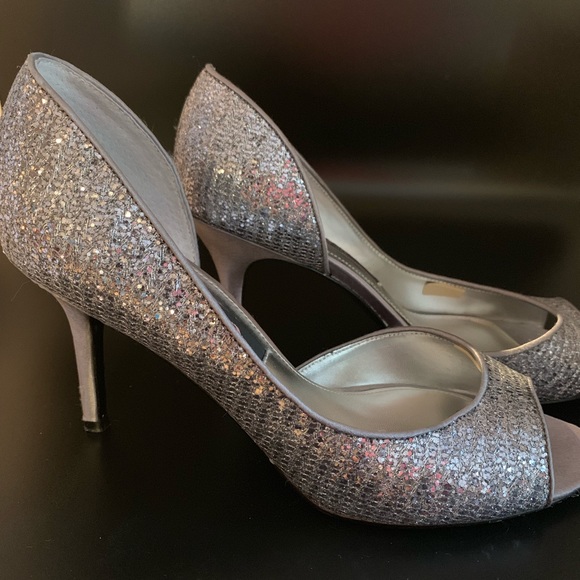 silver grey ladies shoes